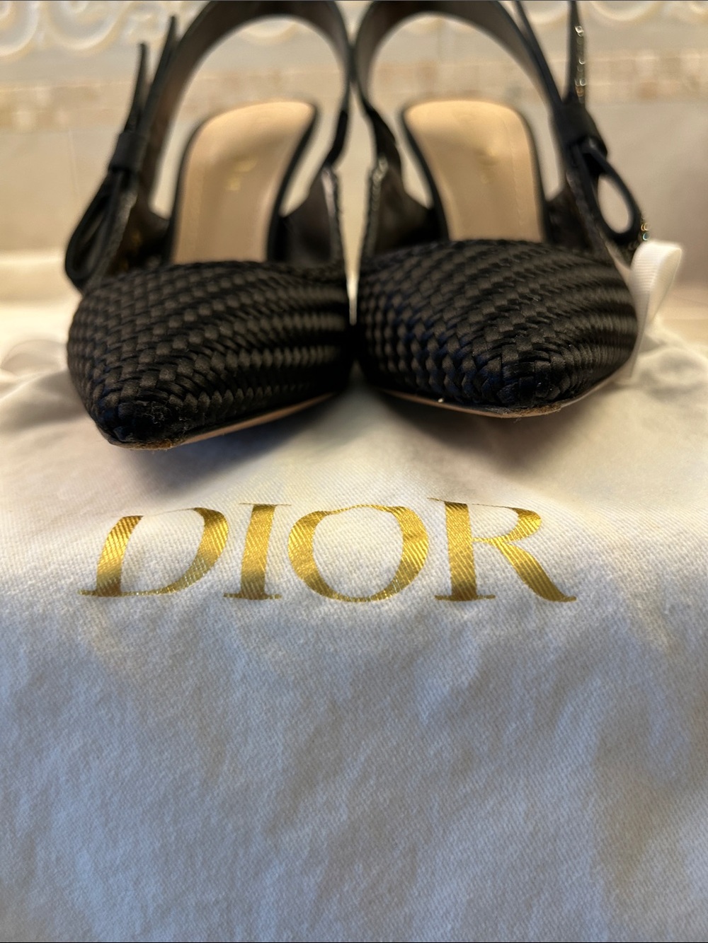 Christian Dior J'Adior Slingback Pumps with Embellished Logo Strap - Picture 5 of 8
